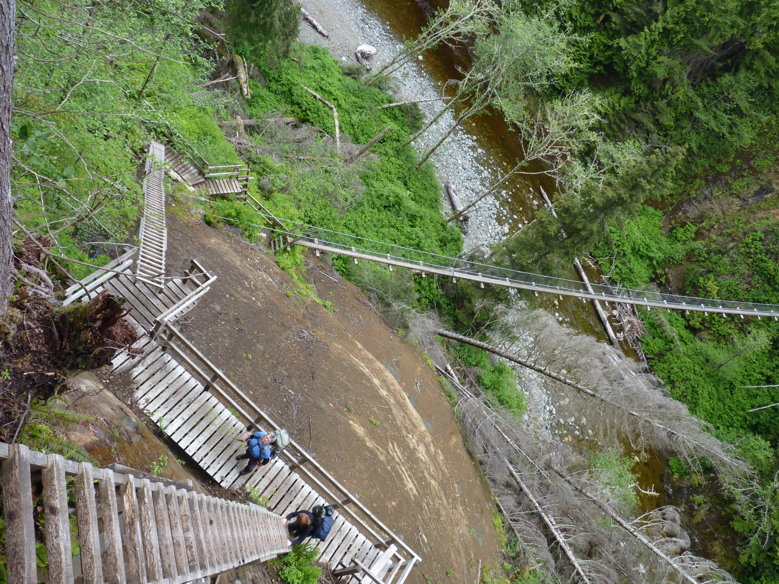 Old suspension bridge structure