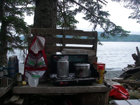 Kayaking Vancouver Island Johnstone Strait camp kitchen